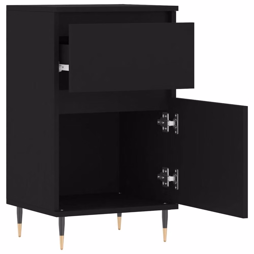 Berkfield Home Set of 2 Black Matt Engineered Wood Sideboards, W/D/H: 40 x 35 x 70 cm – 6