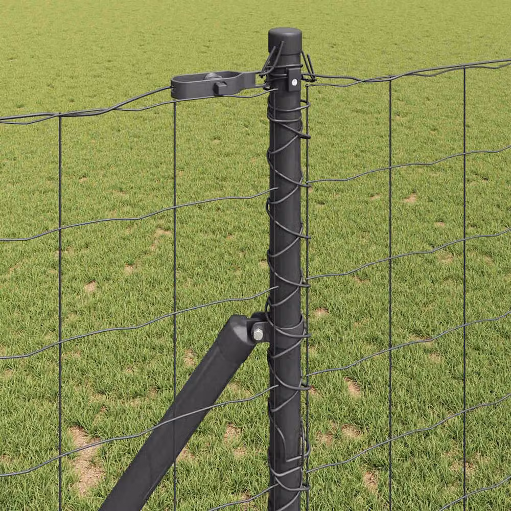 Berkfield Home Euro Fence with 7 Posts, Galvanised Steel, Dark Grey, W: 10 m, H: 1.4 m – 3