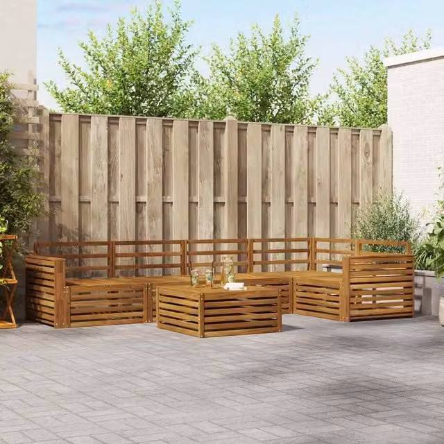 Berkfield Home 6 Piece Outdoor Sofa Set in Brown Acacia Wood