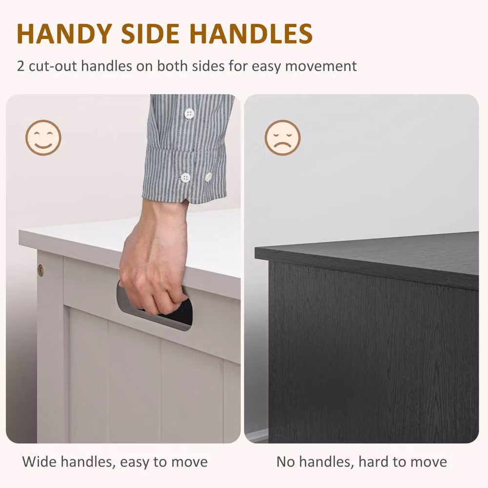STILVORA White MDF Storage Chest with Safety Hinges and Handles, W/D/H: 48.0 x 35.3 x 35.3 cm – 4