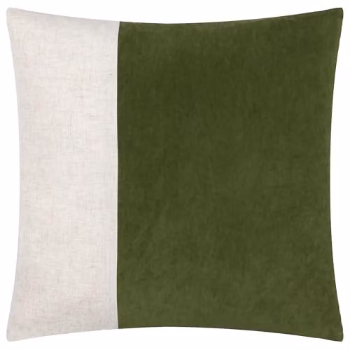 Yard Green Velvet Square Cushion with Removable Washable Cover, 50 x 50 cm