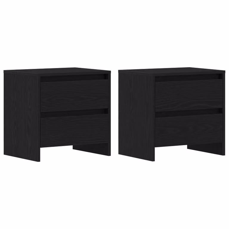 Berkfield Home Set of 2 Black Oak Bedside Cabinets, W/D/H: 45 x 34 x 44.5 cm