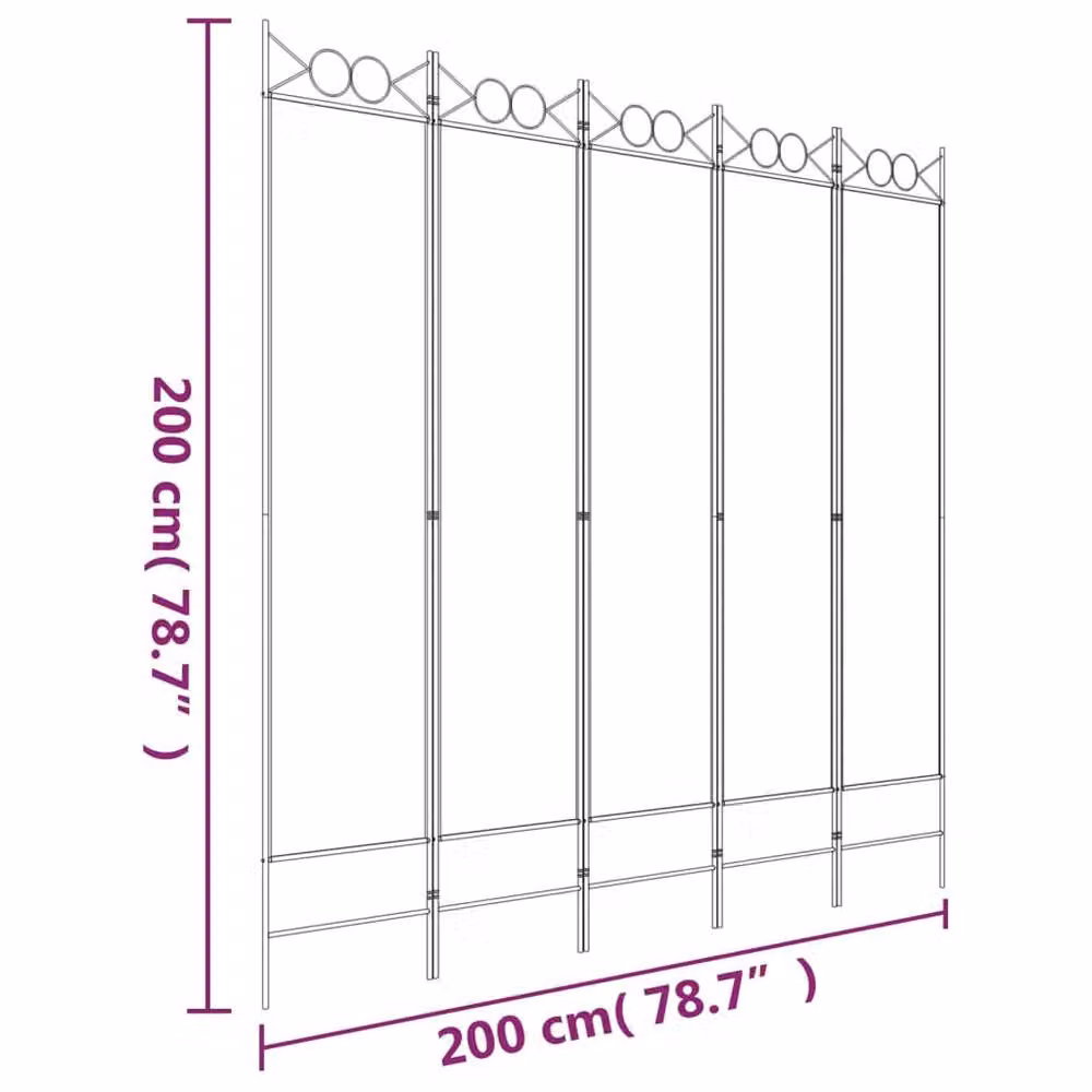 Berkfield Home Durable 5-Panel Room Divider in Anthracite, W/H: 200 x 200 cm – 4