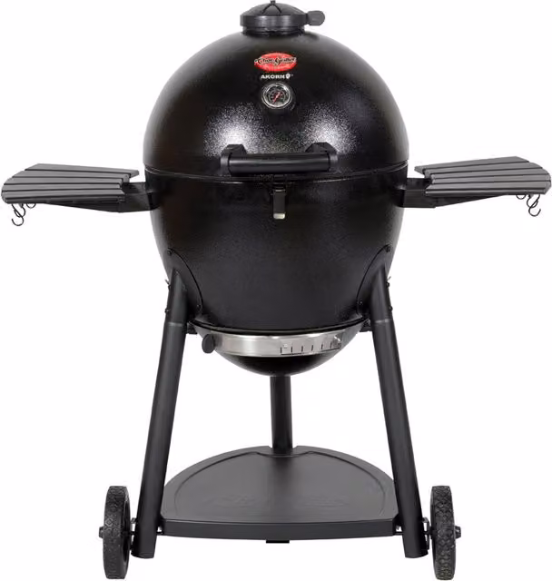 Char-Griller Akorn Kamado Charcoal Grill in Black with Cast Iron and Steel Construction