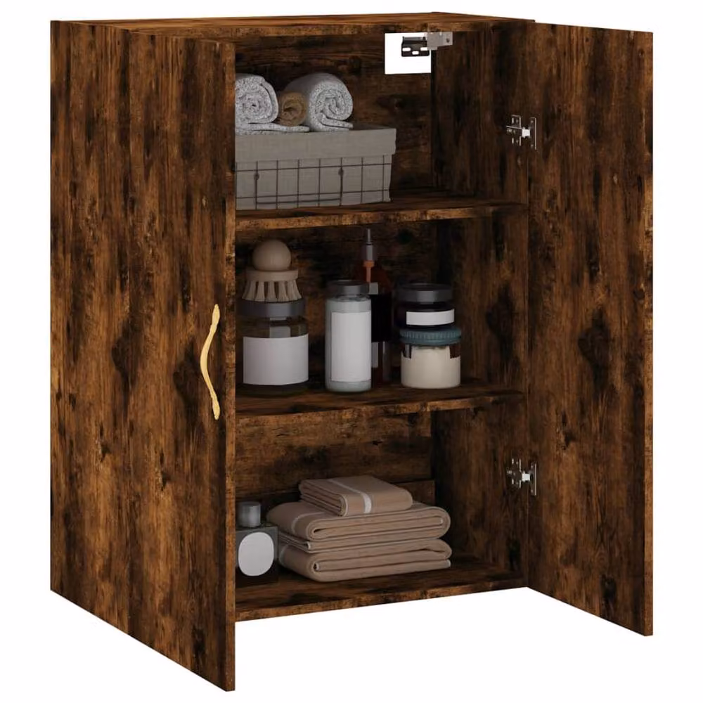 Berkfield Home Wall Mounted Smoked Oak Cabinet in Brown, W/D/H: 69.5 x 34 x 90 cm – 4