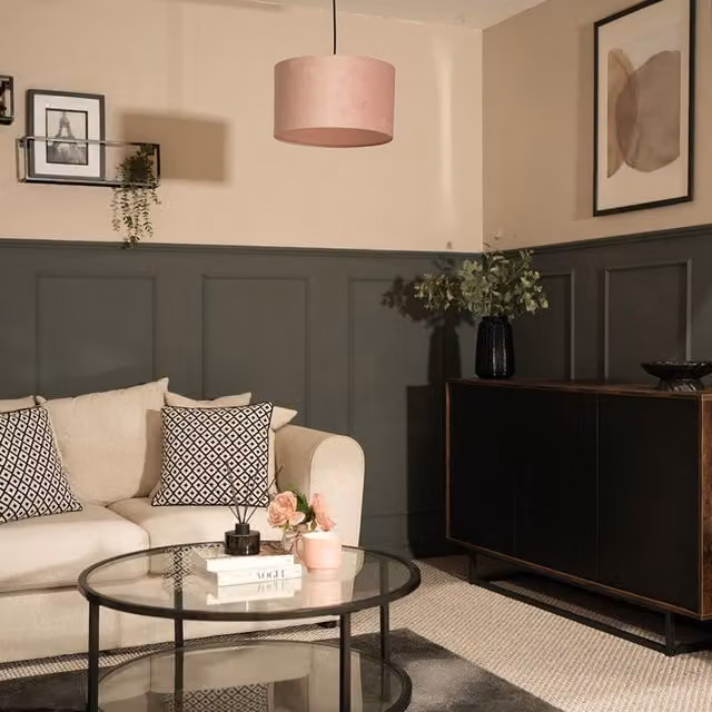 ValueLights Reni Medium Cylinder Velvet Pendant Light Shade in Pink