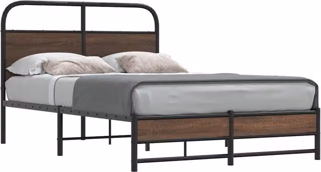 Berkfield Home Bed Frame in Brown Oak, W/D/H: 120 x 190 x 120 cm