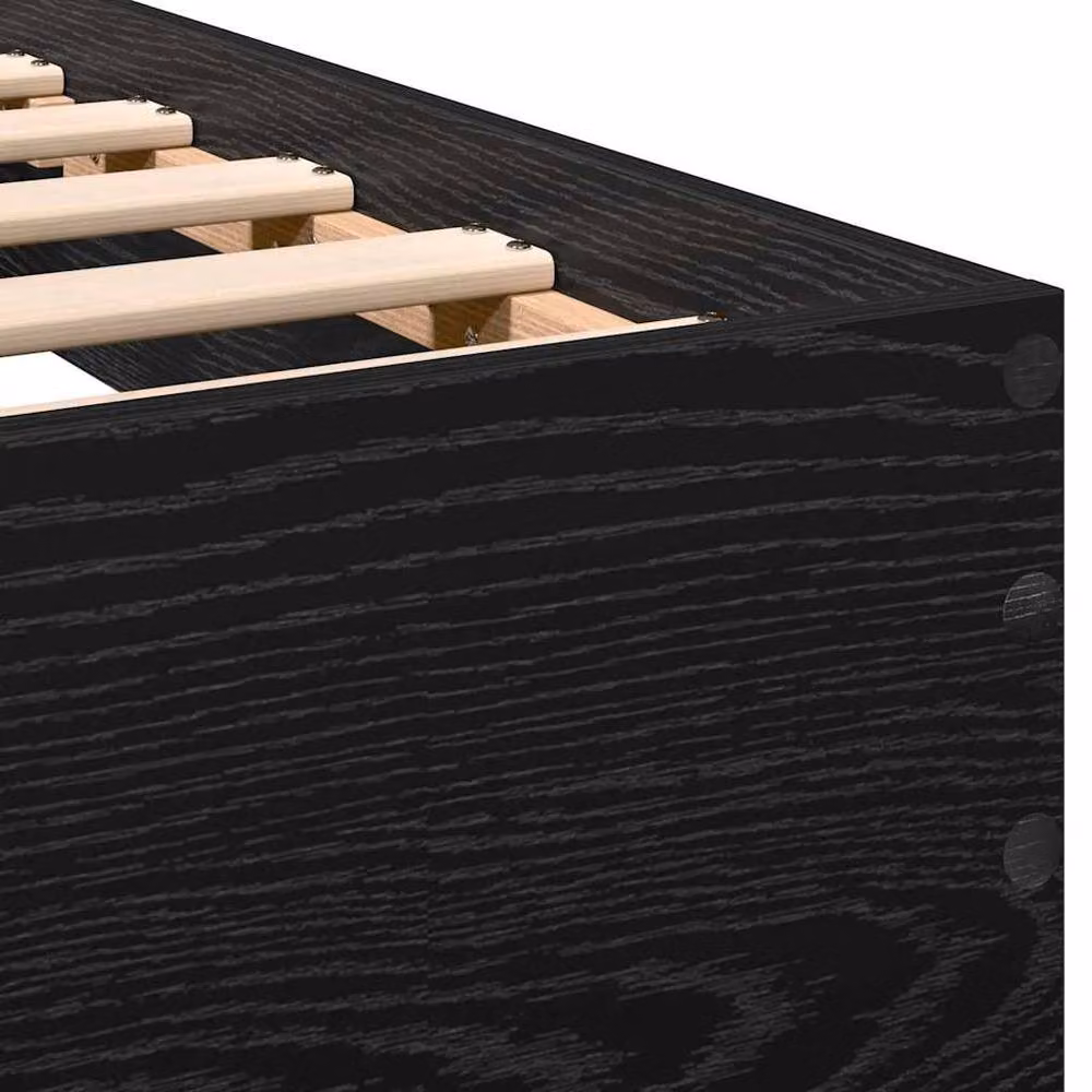 Berkfield Home Solid Wood Bed Frame with Headboard in Black Oak, W/D/H: 120 x 190 x 70 cm – 6