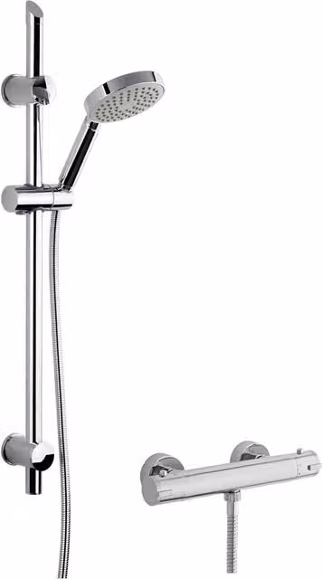 Balterley Thermostatic Bar Valve Water Saving Slide Rail Kit Shower in Chrome Silver