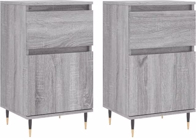 Berkfield Home Set of 2 Grey Sonoma Sideboards in Engineered Wood W/D/H: 40 x 35 x 70 cm