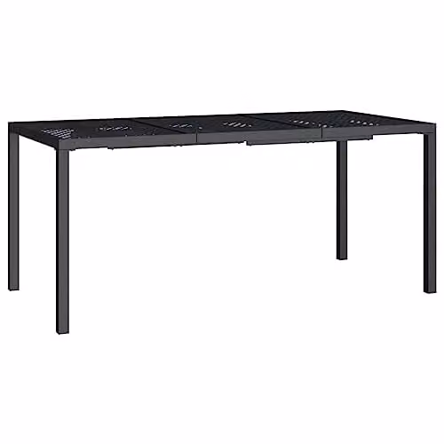 vidaXL Extendable Rectangular Garden Table in Anthracite Powder Coated Steel, W/D/H: 165 x 80 x 72 cm