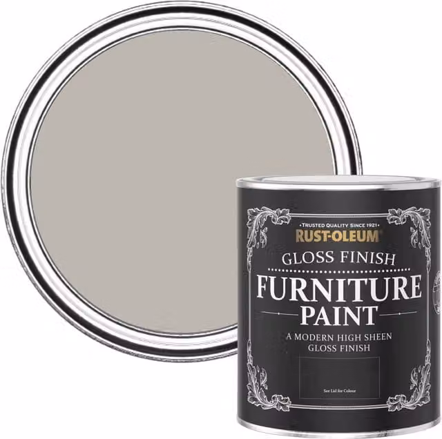 Rust-Oleum Grey Gloss Furniture and Skirting Board Paint, 750ml