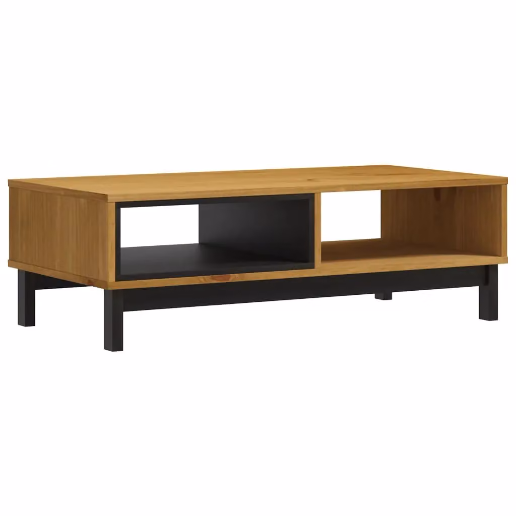 Berkfield Home FLAM Rustic Solid Pine Coffee Table, Brown, W: 100 cm, D: 50 cm, H: 32.5 cm – 2