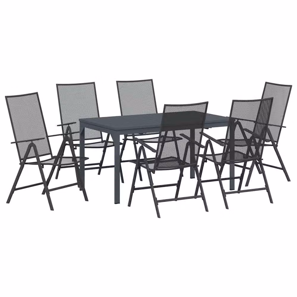 Berkfield Home Modern 7 Piece Garden Dining Set in Anthracite Grey Powder Coated Steel – 3
