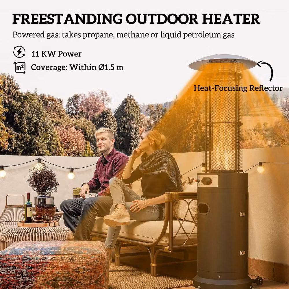 OUTSUNNY 11 kW Propane Patio Heater with Tip-Over Switch, Black – 4