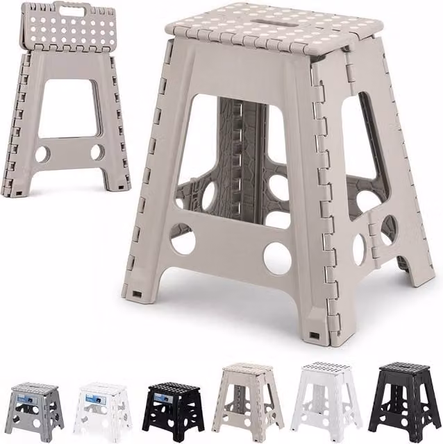 Neel Blue Anti-Skid Folding Step Stool in Light Grey – 1