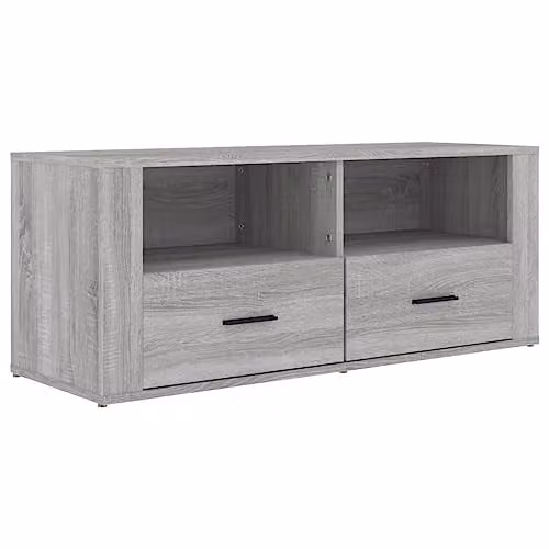 vidaXL Modern TV Cabinet Media Console in Brown and Grey Wood Finish, W/D/H: 100 x 35 x 40 cm – 1