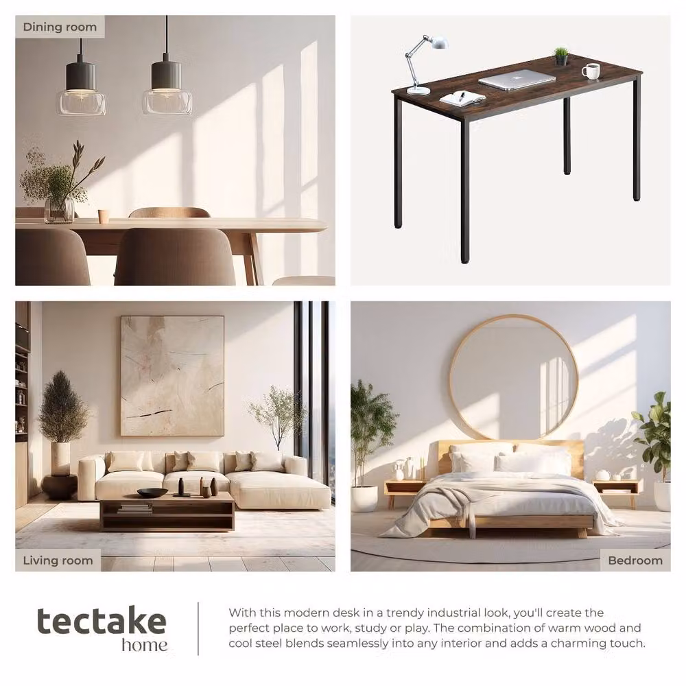 tectake Vanport Writing Desk in Brown and Black with Height-Adjustable Feet – 5