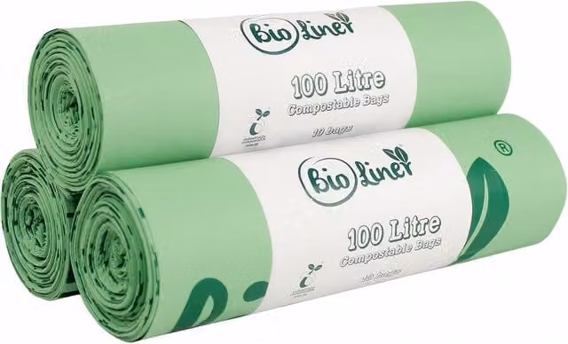 BioLiner Heavy Duty Compostable Waste Sacks, Green, 100 Litre