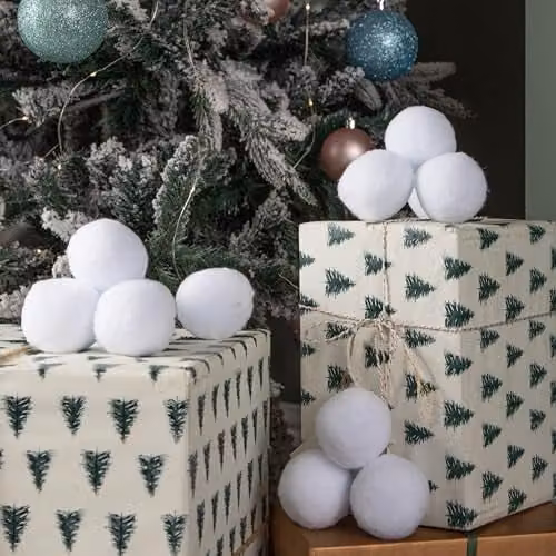 Samuel Alexander 12 Pack of White Fabric Christmas Faux Snowballs, 6 cm – 2