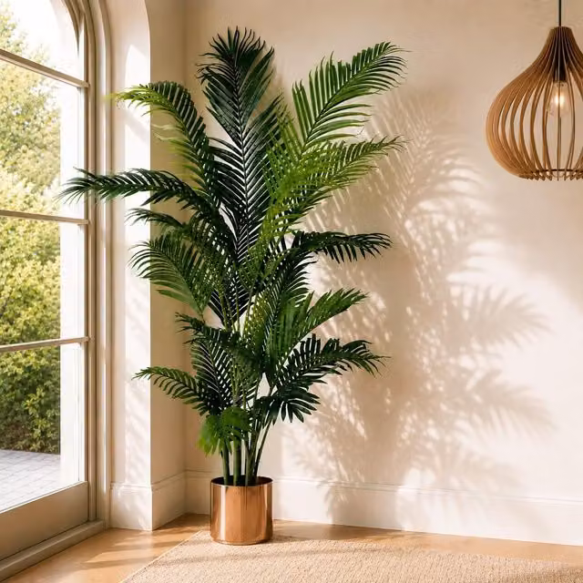 Leaf Extra Large 180cm Artificial Palm Tree in a Green Copper Planter – 1