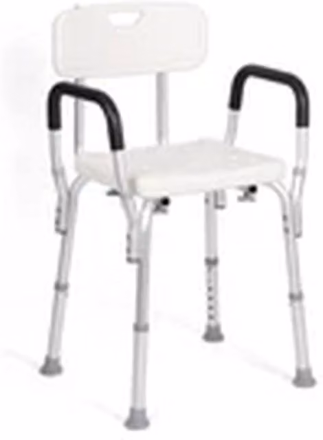 Kelvenix Non-Slip Shower Chair Armchair Bath Stool for Elderly and Disabled, White, H 72.0 x W 48.5 x D 41.5 cm