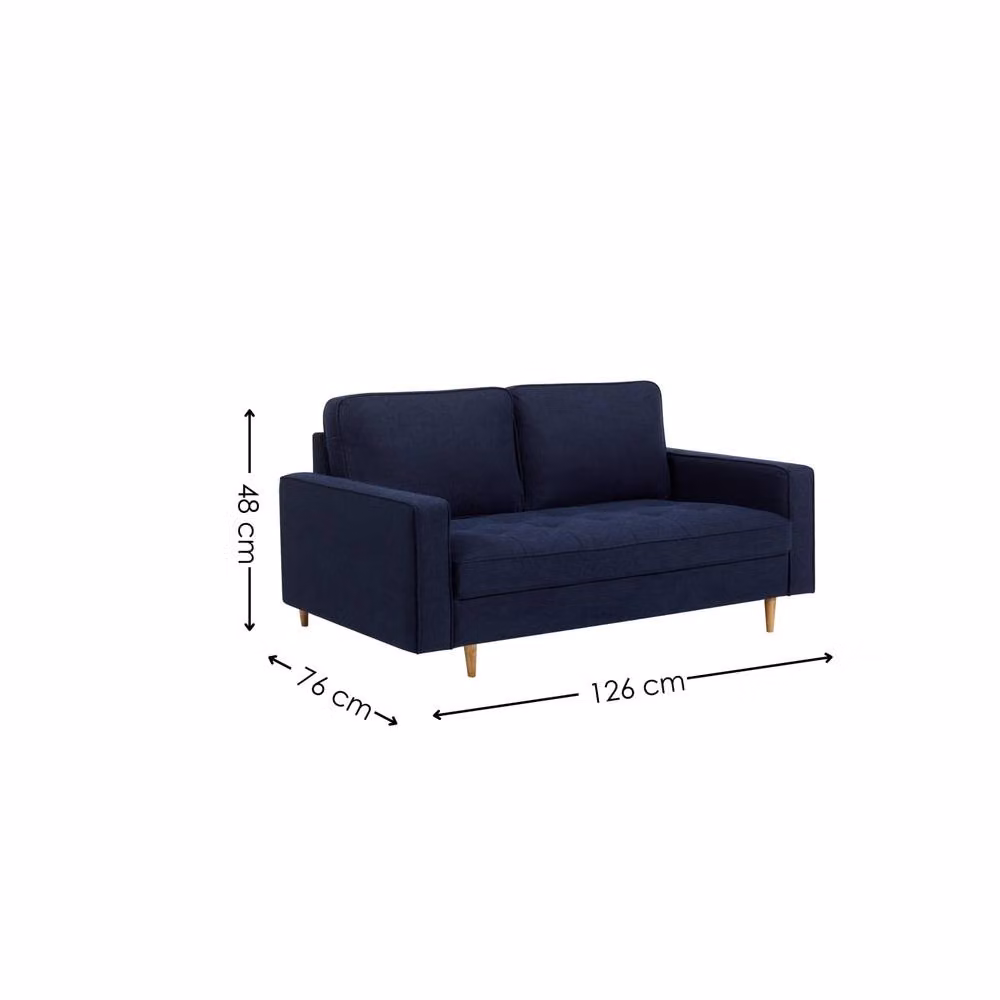 Cheshire Henrietta 2 Seater Sofa in Dark Blue Linen Upholstery – 3