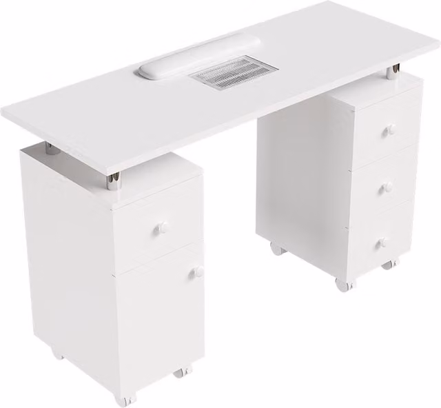 Darphe Professional Manicure Table with Dust Collector and Wheels in White