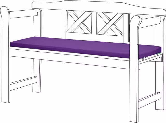 Gardenista Purple Rectangular Garden Bench Cushion, Water-Repellent Polyester Outdoor Seat Pad