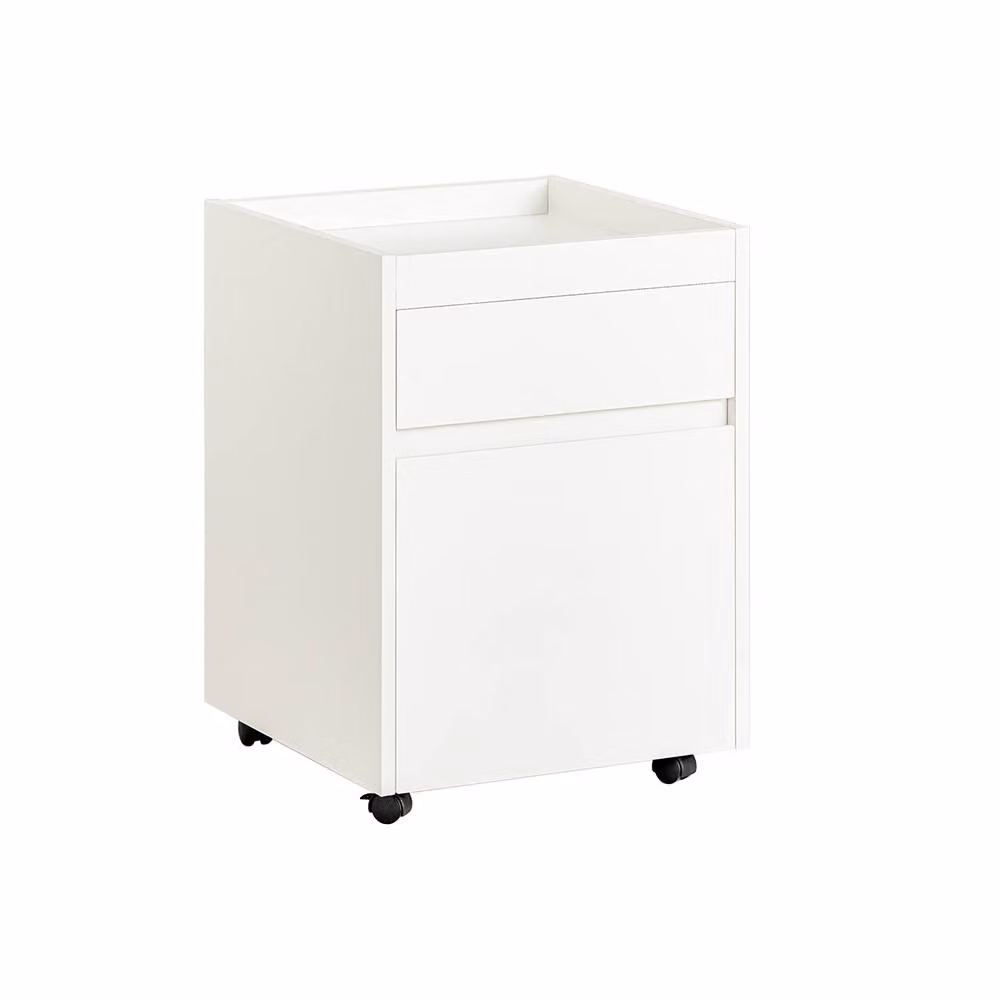 SoBuy Mobile Office Storage Cabinet with Lockable Drawers and Castors in White – 2