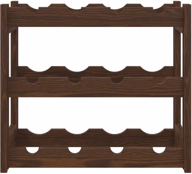 Berkfield Home Beautiful Rustic Brown Solid Pine Wall Mounted Wine Rack for 12 Bottles
