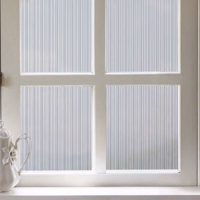 Livingandhome Self Adhesive Transparent White Privacy Film for Glass Windows