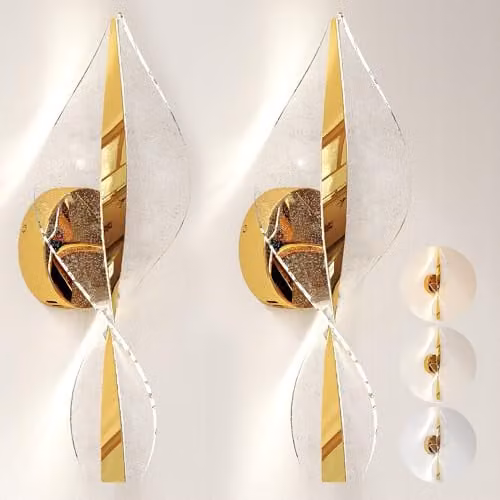 HOMCOM Pack of 2 Modern LED Wall Lamps in Gold/Brass with Adjustable Up and Down Light Effect