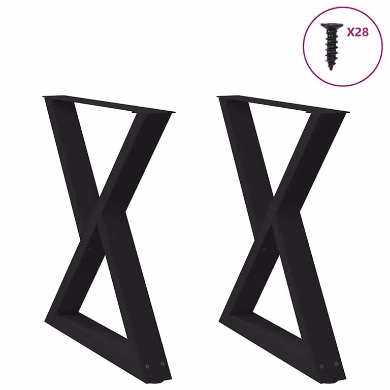 Berkfield Home Modern Dining Table Legs, 2 Pieces, Black Steel, H: 72-73.3 cm x W: 80 cm