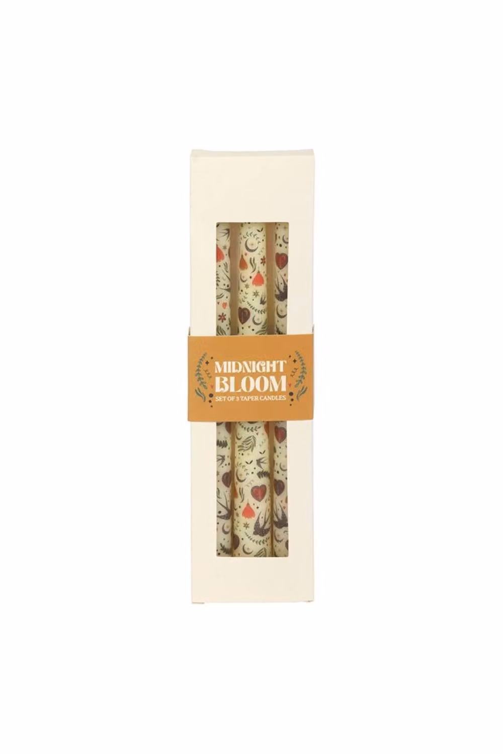 KDMD Set of 3 Beige Folk Print Taper Candles for Home Decor – 2