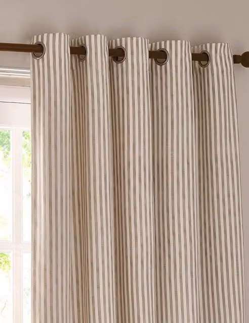 YARD Hebden Striped Blackout Eyelet Curtains in Natural Mix, H: 229 cm x W: 168 cm