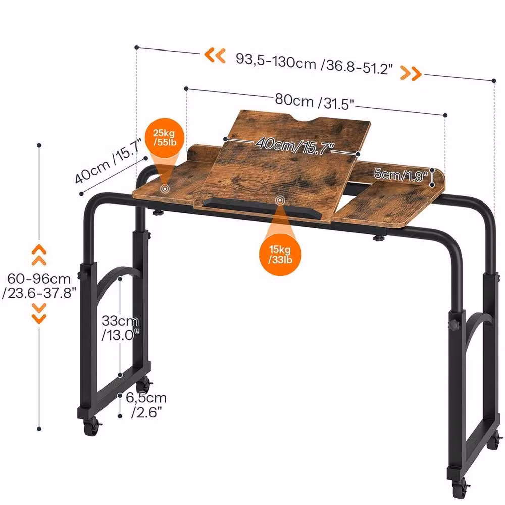 FLAVORA Adjustable Mobile Over Bed Laptop Table in Brown – 2