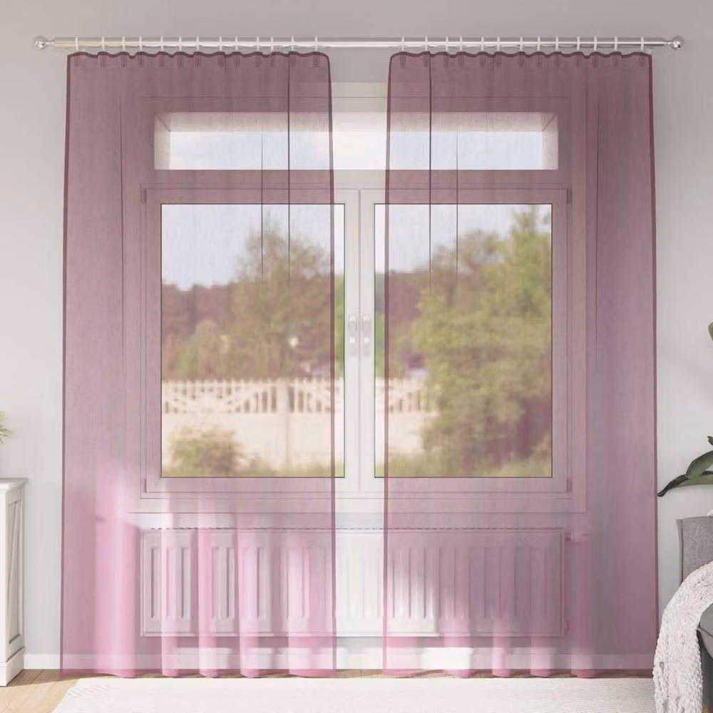 Berkfield Home Purple Voile Fabric Curtains with Rod Pockets, 2 Pack – 2