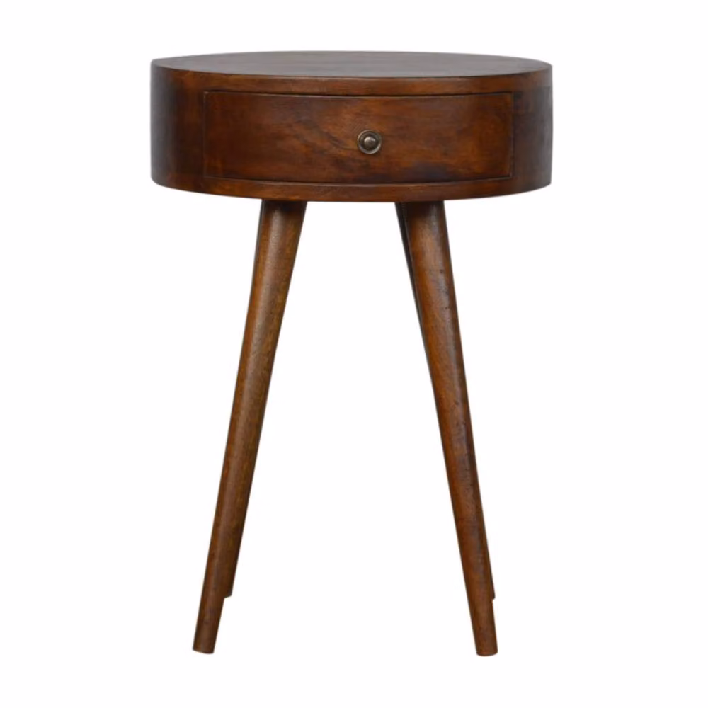 Wyld Haus Shoreham Round Mango Wood Bedside Table with Drawer, Brown, W/D/H: 40 x 40 x 56 cm – 2