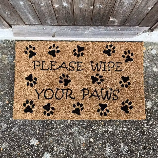 Brown Wipe Your Paws Coir and PVC Rectangular Indoor and Outdoor Non-Slip Weatherproof Doormat
