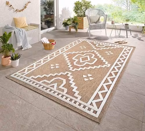 Desire Rugs Harper Machine Woven Indoor Outdoor Boho Area Rug, Beige, W: 200 cm, L: 290 cm