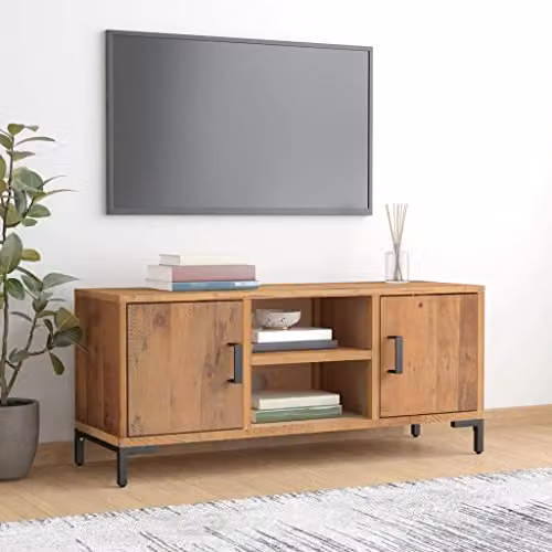 vidaXL Solid Pinewood TV Cabinet in Brown, W/D/H: 110 x 35 x 48 cm – 2