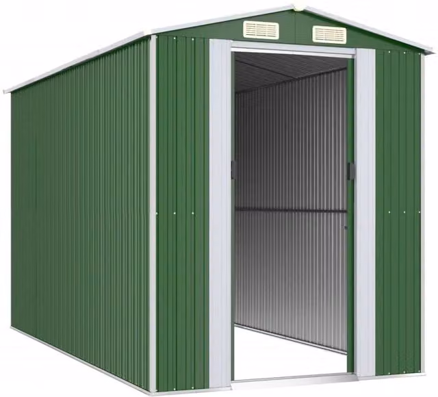 Berkfield Green Galvanised Steel Gable Garden Shed W/D/H: 357 x 192 x 223 cm