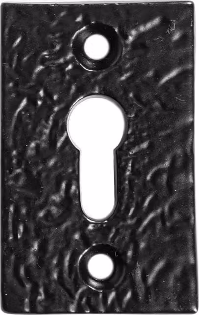 Hammer and Tongs Powder-Coated Black Iron Escutcheon Plate