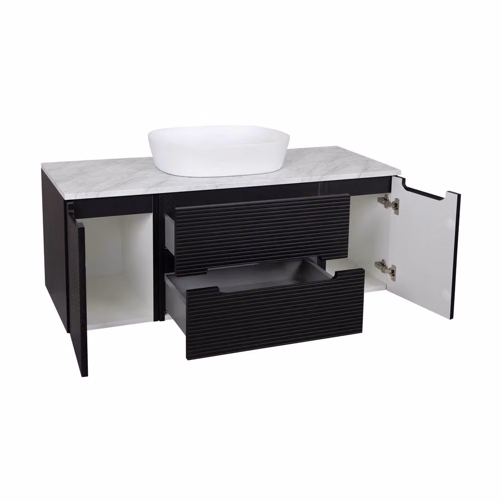 Bathroom Kingdom Monza Black and Grey Fluted Wall Hung Vanity Drawer Basin W: 120 cm – 2
