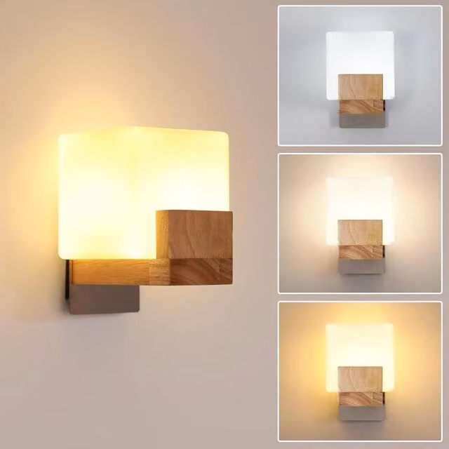 COMELY Vintage G9 LED Indoor Wall Light with Wood and Glass in Walnut – 1