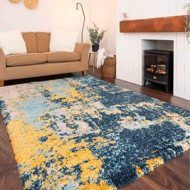 The Rug House Moroccan Multicolour and Beige Shaggy Living Area Rug, W: 290 cm, D: 200 cm