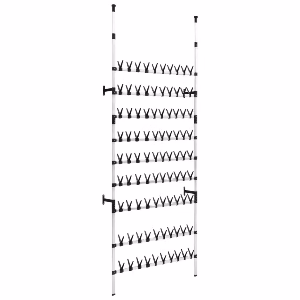 Berkfield Home Telescopic Aluminium Shoe Rack with Hanging Rods in Silver – 1