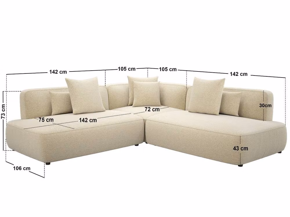 Solace+Co Luna Large L-Shape Chenille Sofa in Beige – 4