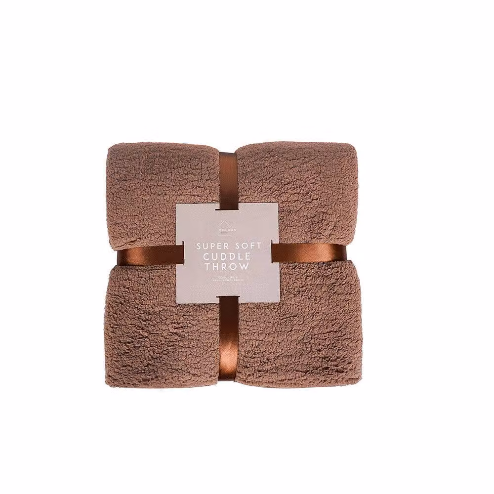 Voltico Super Soft Cuddle Throw Blanket in Light Brown, W: 130 cm, L: 180 cm – 4